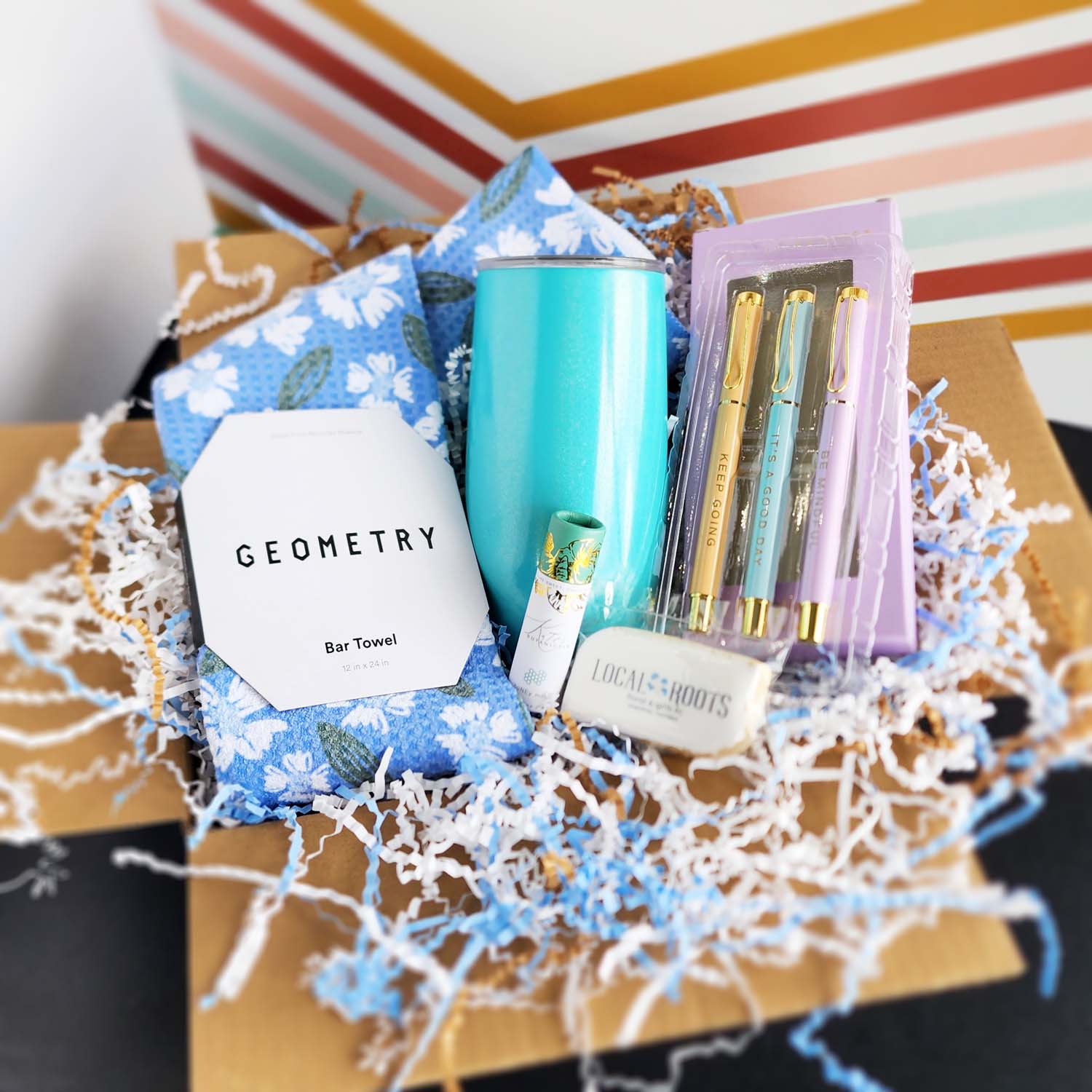 Gift Subscription Box filled with gift items for home, body, kitchen
